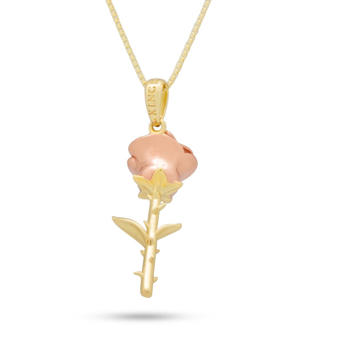 Sterling Silver Roses are Red Necklace  in  14K Gold / 1.6" by Kingices