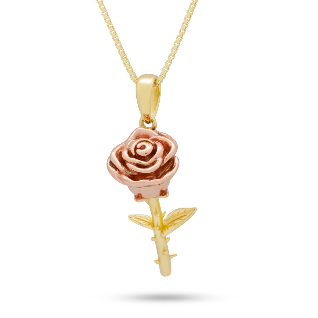 Sterling Silver Roses are Red Necklace  in  14K Gold / 1.6" by Kingices