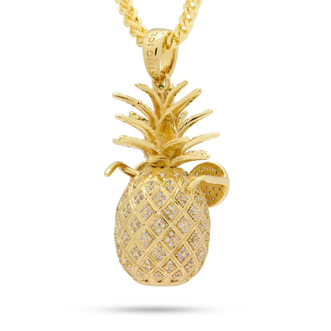 Stunnin' Pineapple Necklace  in  14K Gold / 1.9" by Kingices