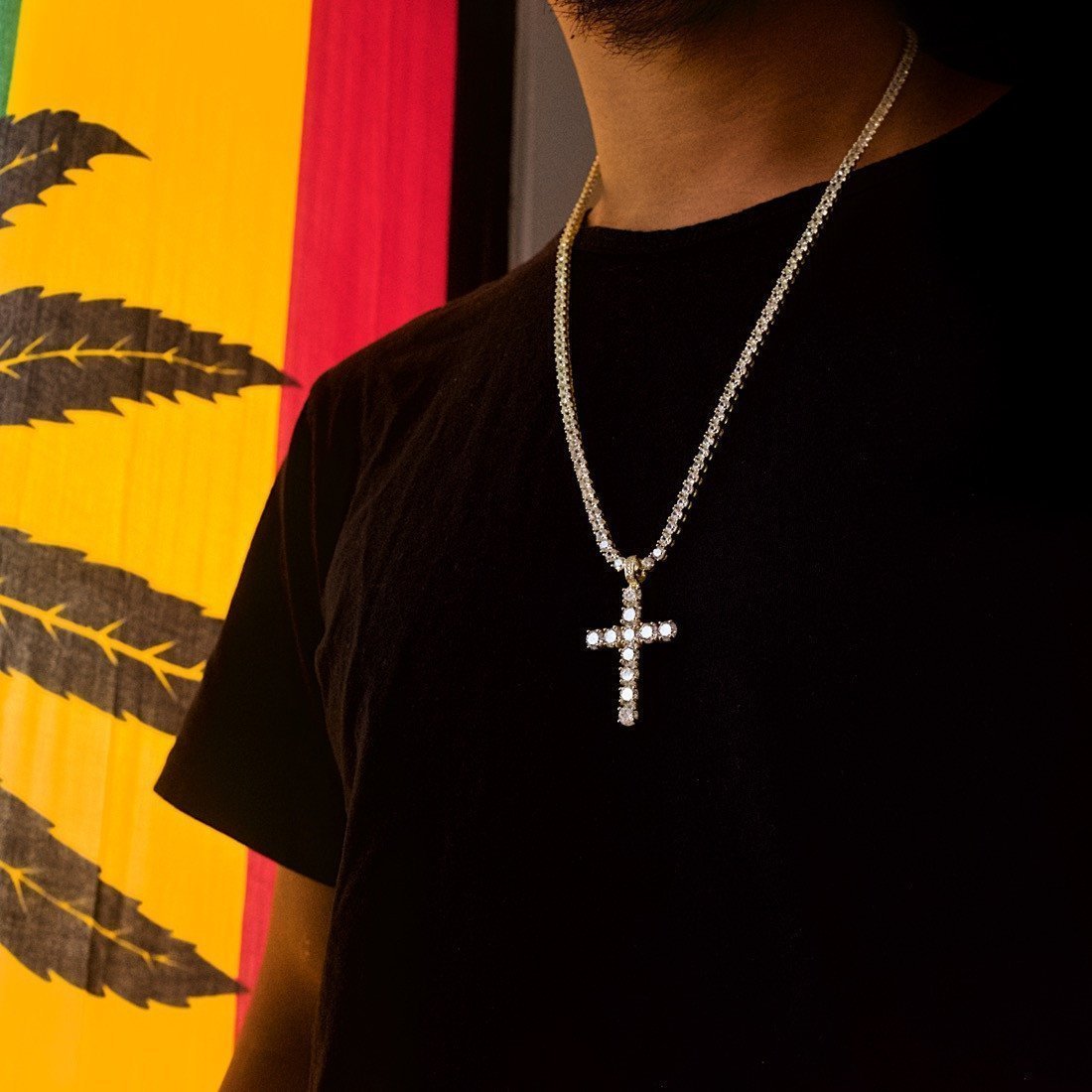 Tennis Cross Necklace  in  by Kingices