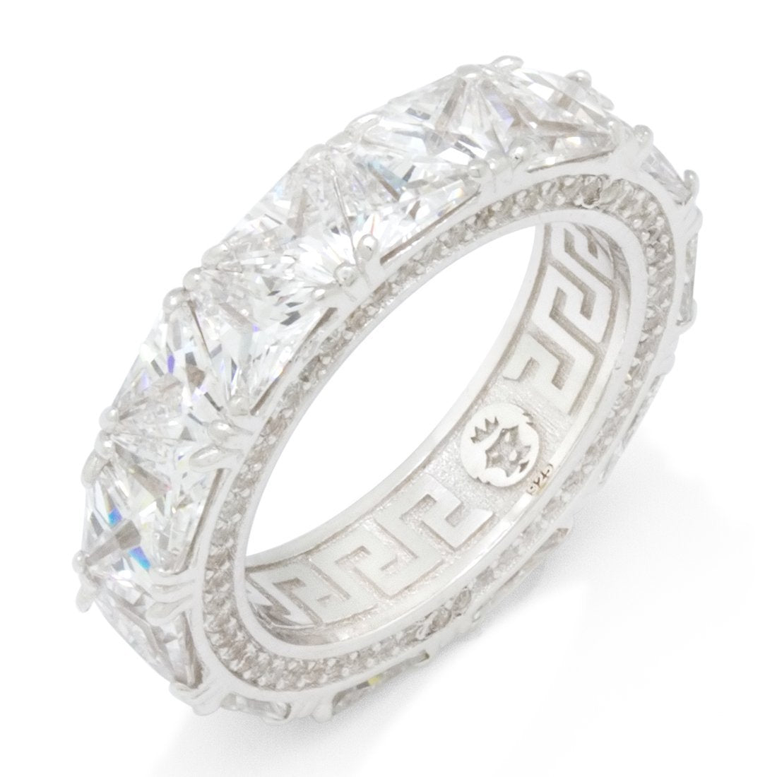 Trillion-Cut Ring  in  Sterling Silver / White Gold / 7 by Kingices