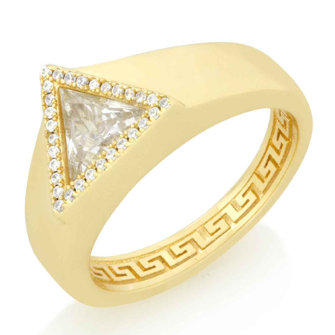 Trillion-Cut Signet Ring  in  Sterling Silver / 14K Vermeil / 7 by Kingices
