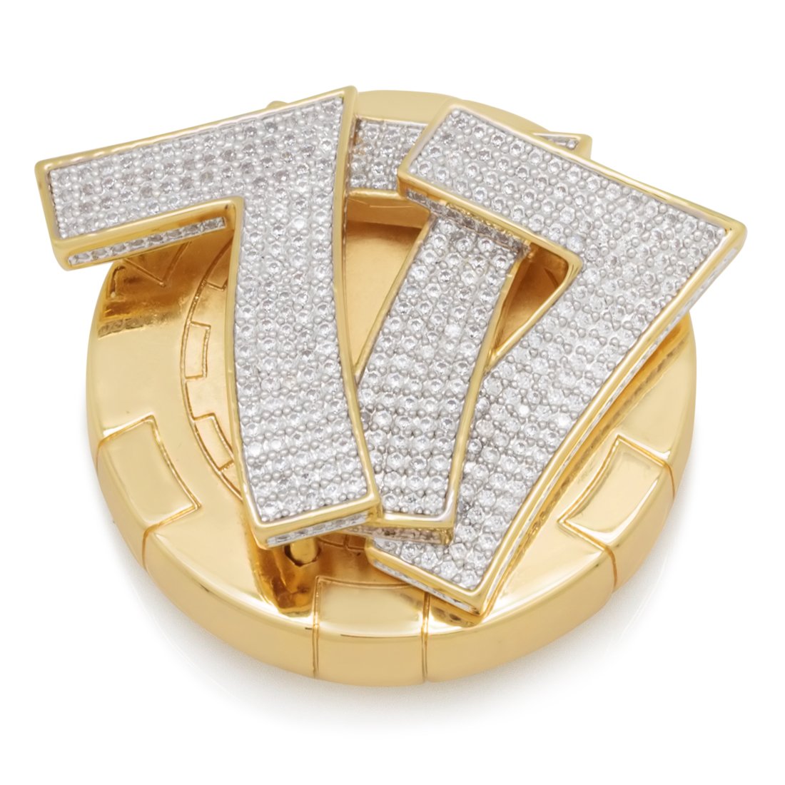 Triple 7's Card Guard  in  14K/White Gold by Kingices