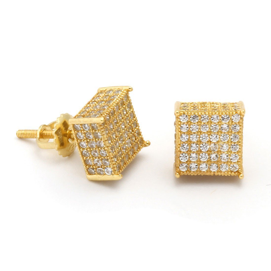 Triple-Row Stud Earrings  in  Sterling Silver / 14K Vermeil / 8mm by Kingices