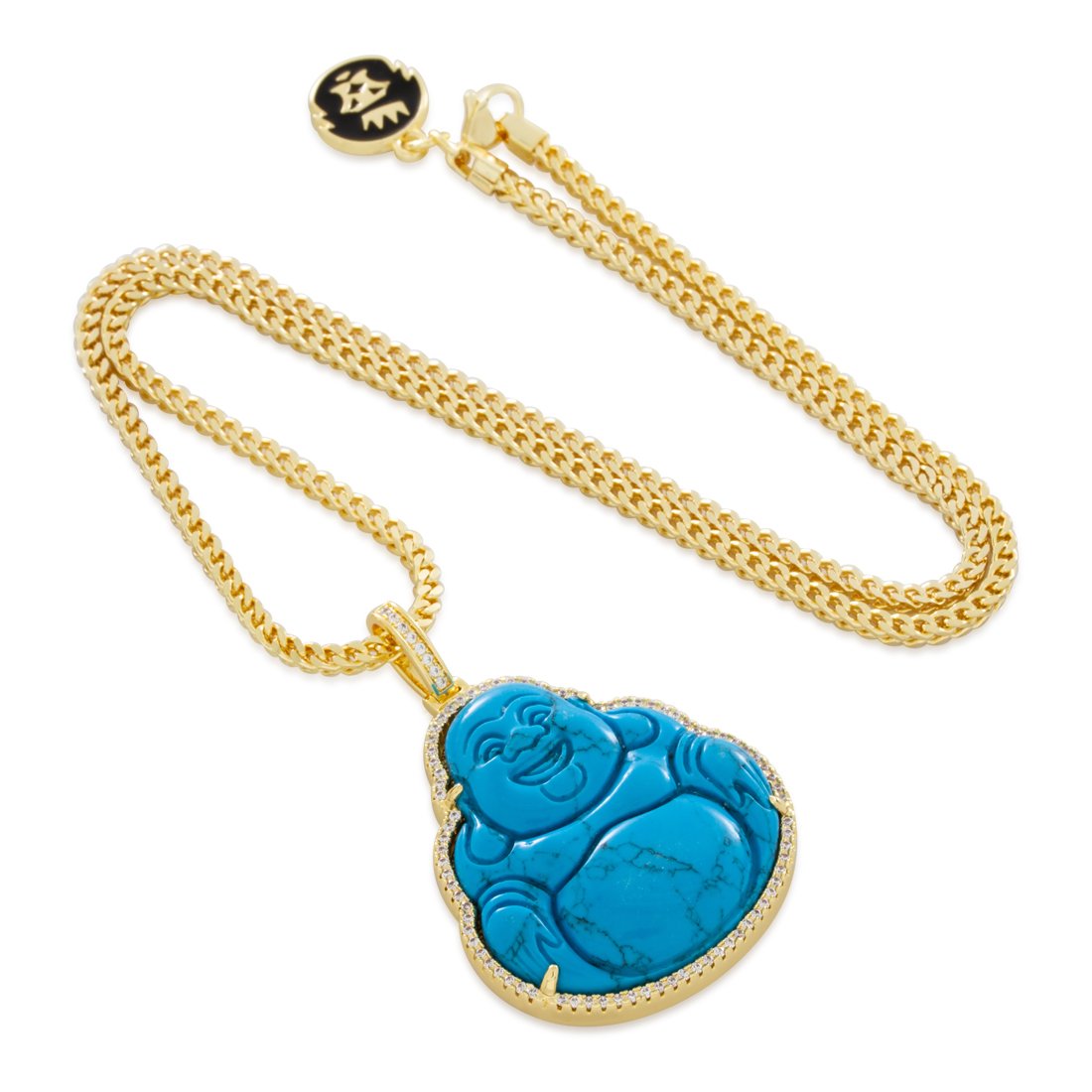 Turquoise Buddha Necklace  in  14K Gold / 2.1" by Kingices