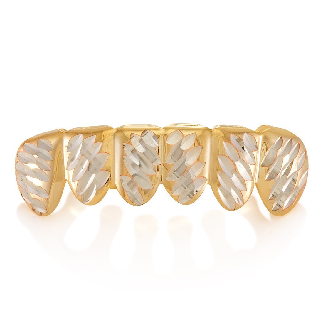 Two-Tone Faceted Grillz  in  14K/White Gold / Bottom by Kingices