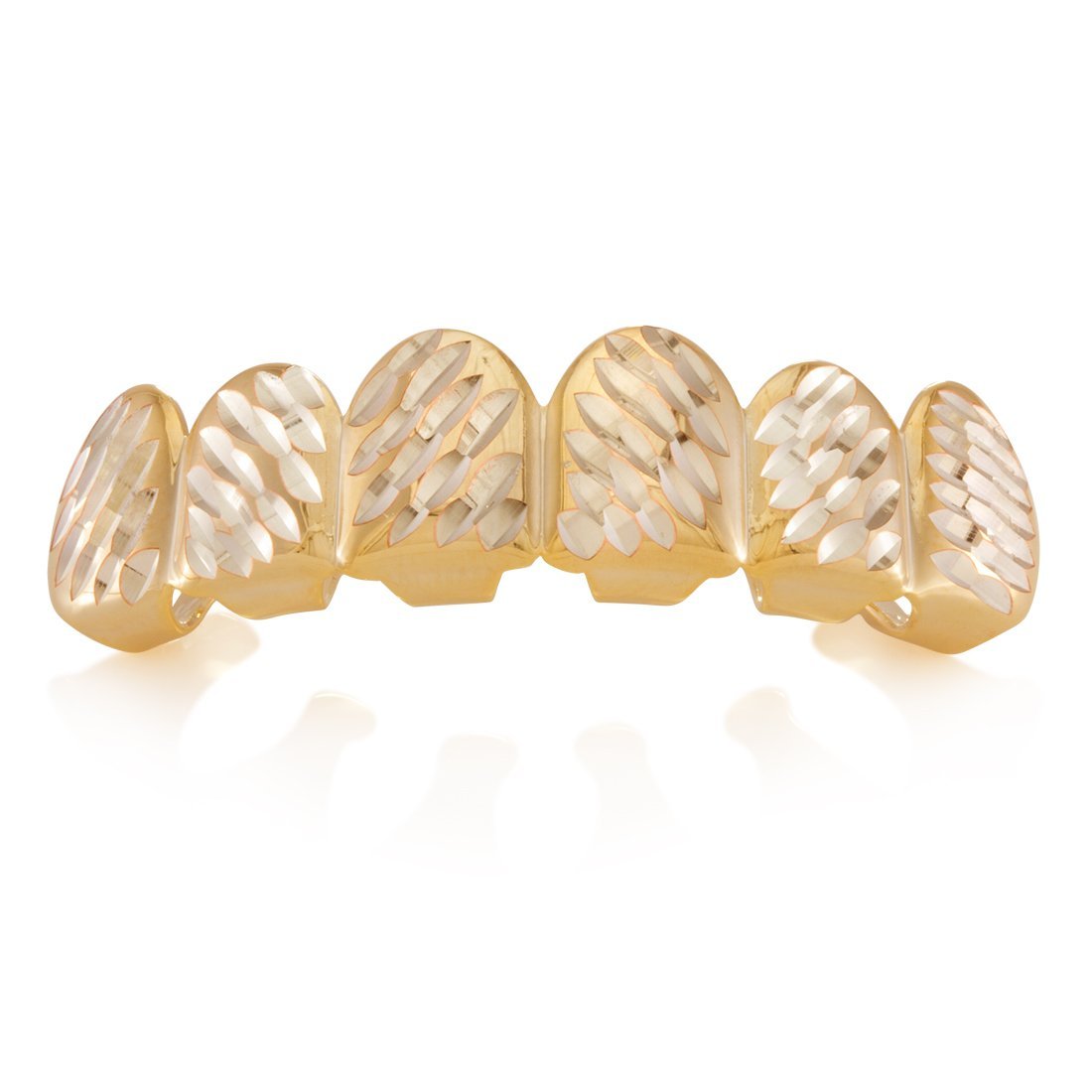 Two-Tone Faceted Grillz  in  14K/White Gold / Top by Kingices
