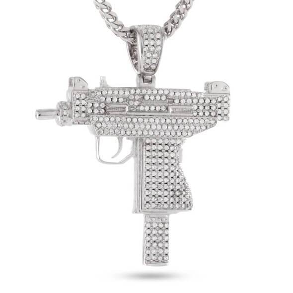 Uzi Necklace  in  White Gold / 2" by Kingices