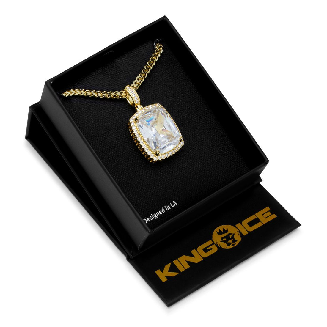 White Crown Julz Necklace  in  14K Gold / 1.5" by Kingices