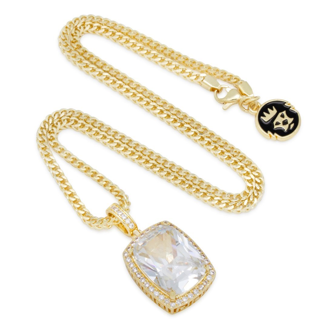 White Crown Julz Necklace  in  14K Gold / 1.5" by Kingices