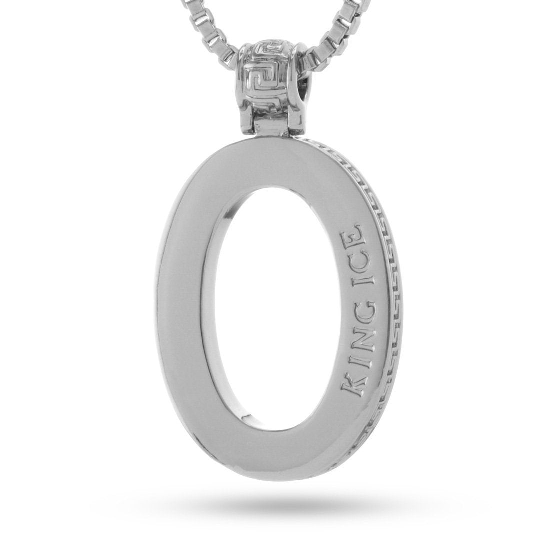 White Gold Letter "O" Necklace  in  White Gold / 1.6" by Kingices
