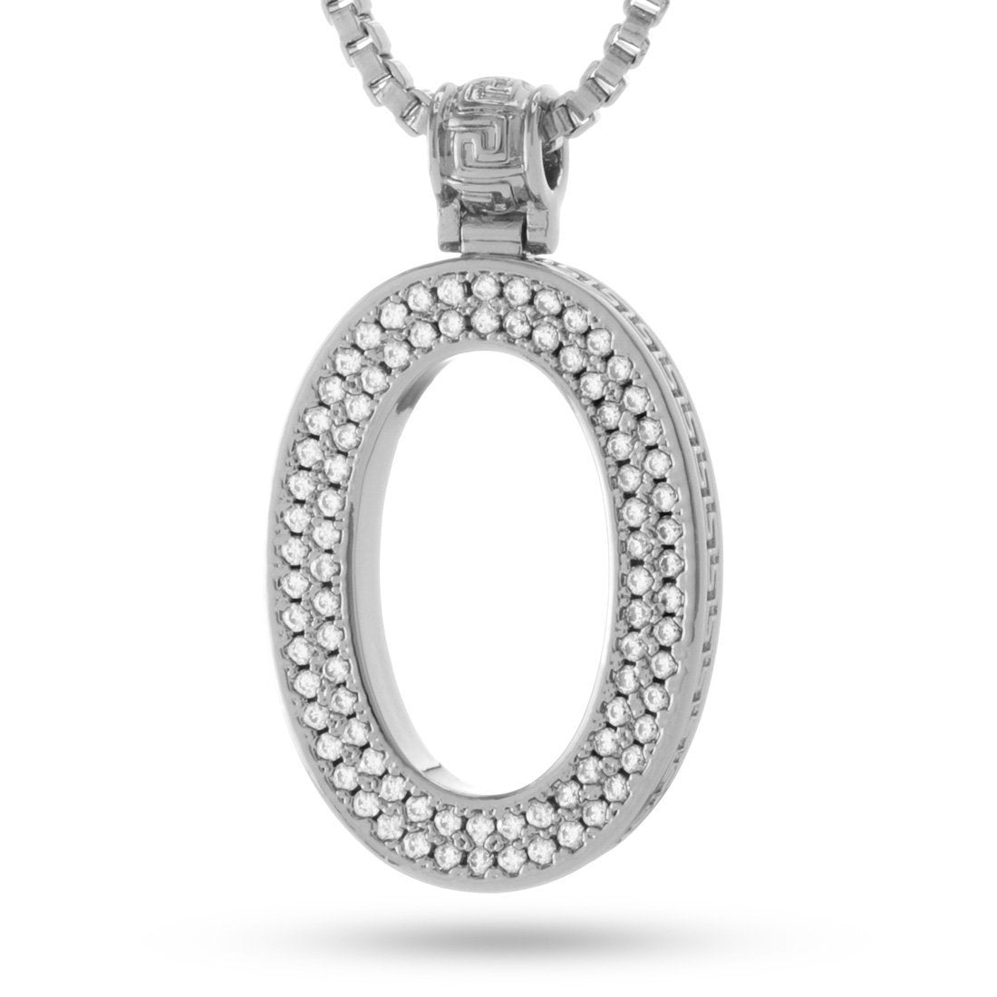 White Gold Letter "O" Necklace  in  White Gold / 1.6" by Kingices
