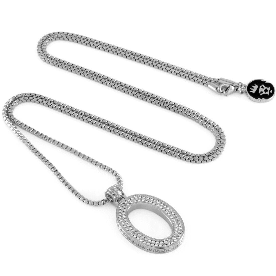 White Gold Letter "O" Necklace  in  White Gold / 1.6" by Kingices