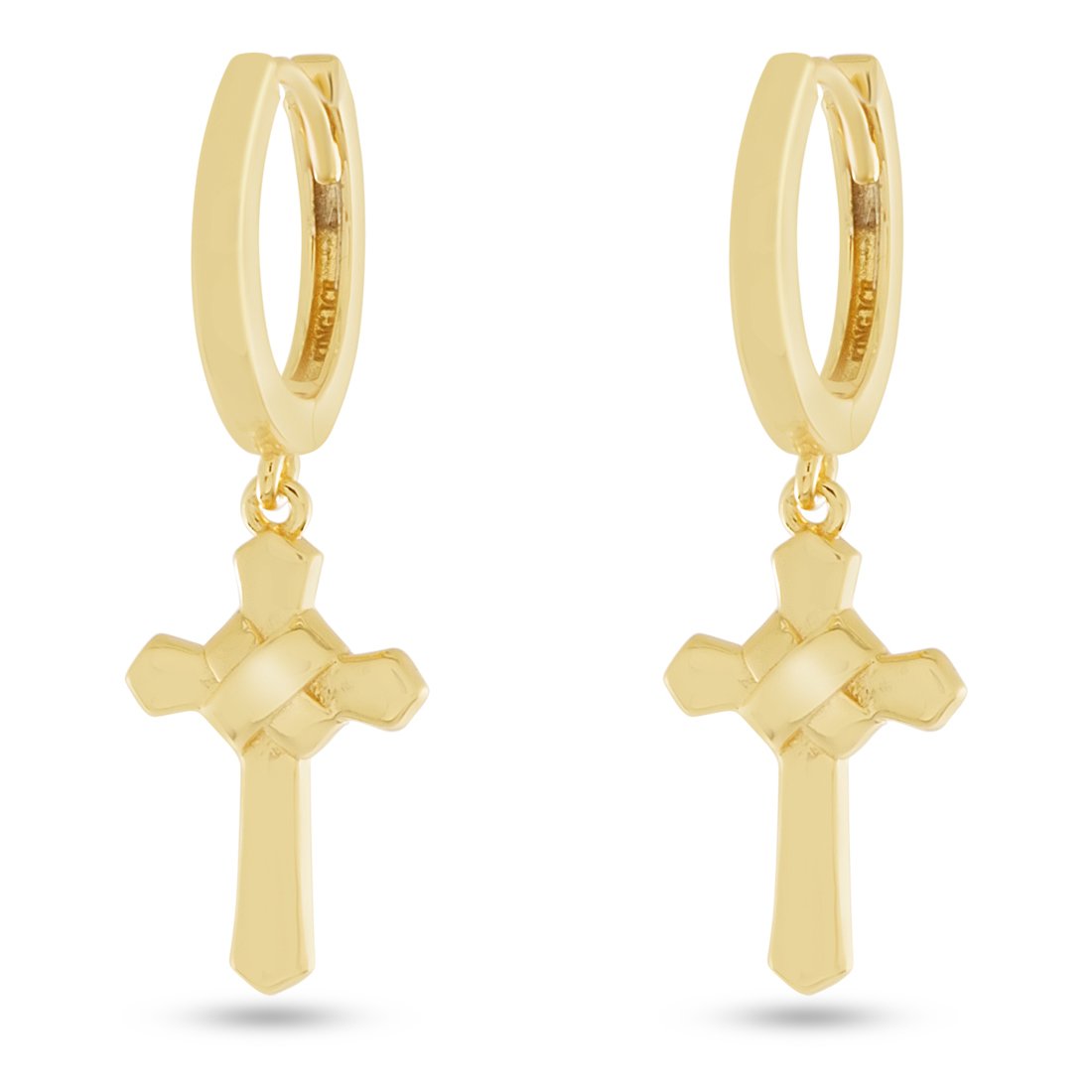 Wrapped Cross Earrings  in  Sterling Silver / 14K Vermeil / 1.2" by Kingices