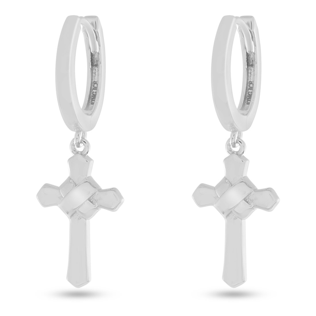 Wrapped Cross Earrings  in  Sterling Silver / White Gold / 1.2" by Kingices