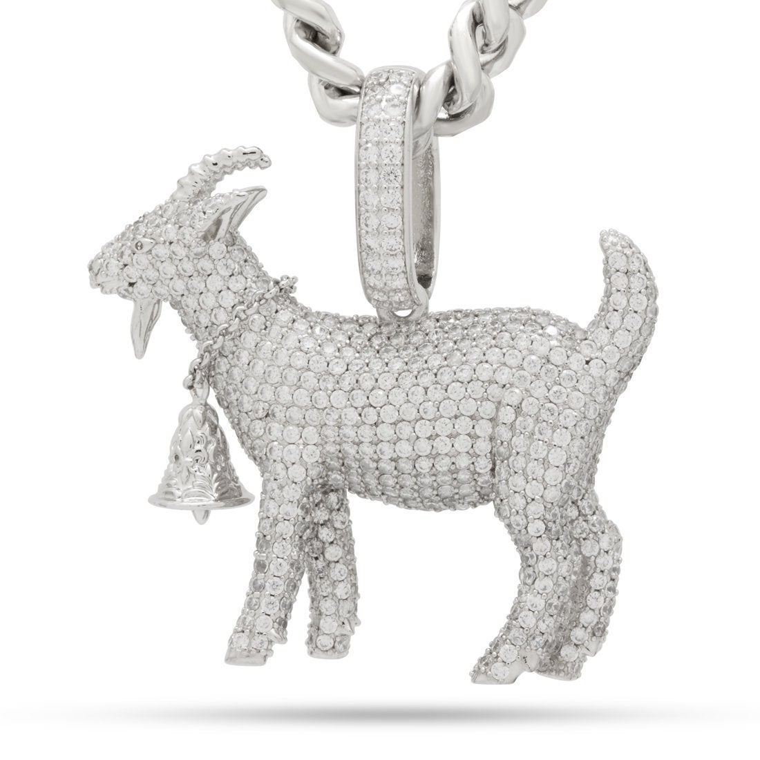 XL GOAT Necklace  in  White Gold / 2.4" by Kingices