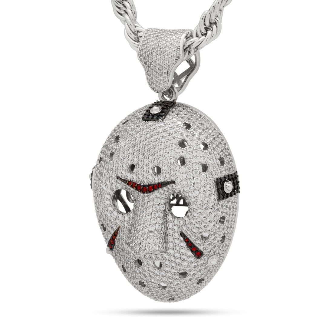 XL Hockey Mask Necklace  in  White Gold / 3.7" by Kingices