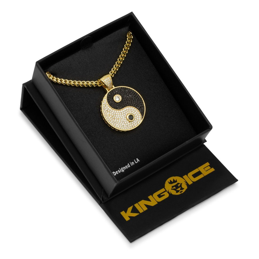 Yin Yang Medallion Necklace  in  14K Gold / 1.3" by Kingices